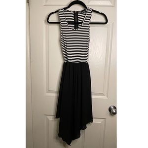 High low black and white dress